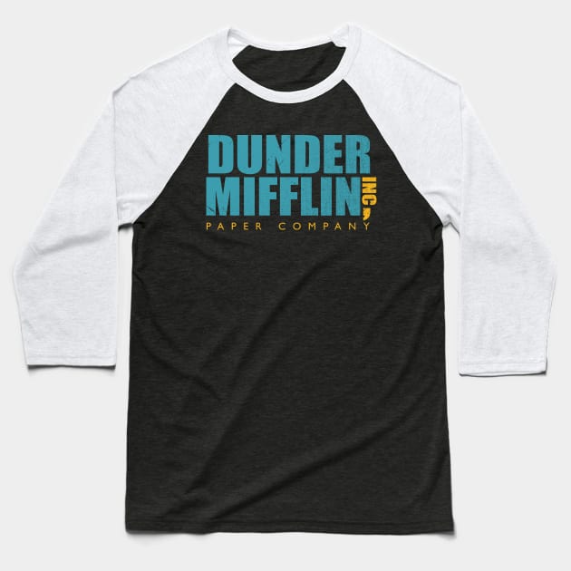 The Office Dunder Mifflin Inc, Paper Company Grunge Baseball T-Shirt by Hataka